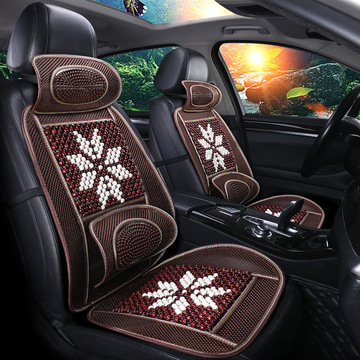 夏季木珠汽车坐垫 跨境全车座套透气半包座椅套 夏天通风凉席垫