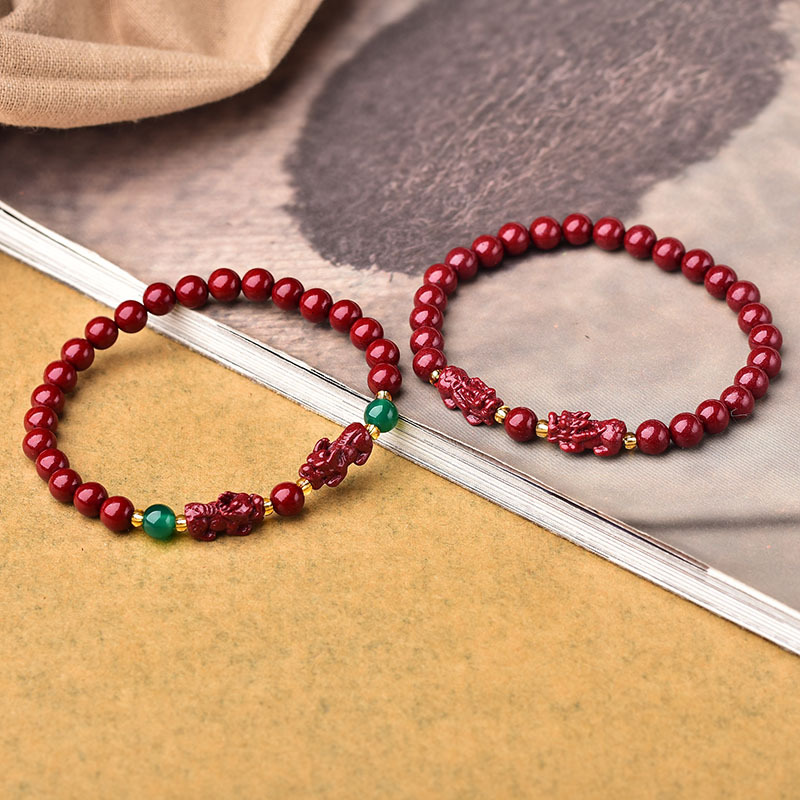 天然紫金砂貔貅手链女高含量朱砂貔恘手串本命年辰砂手链直播批发