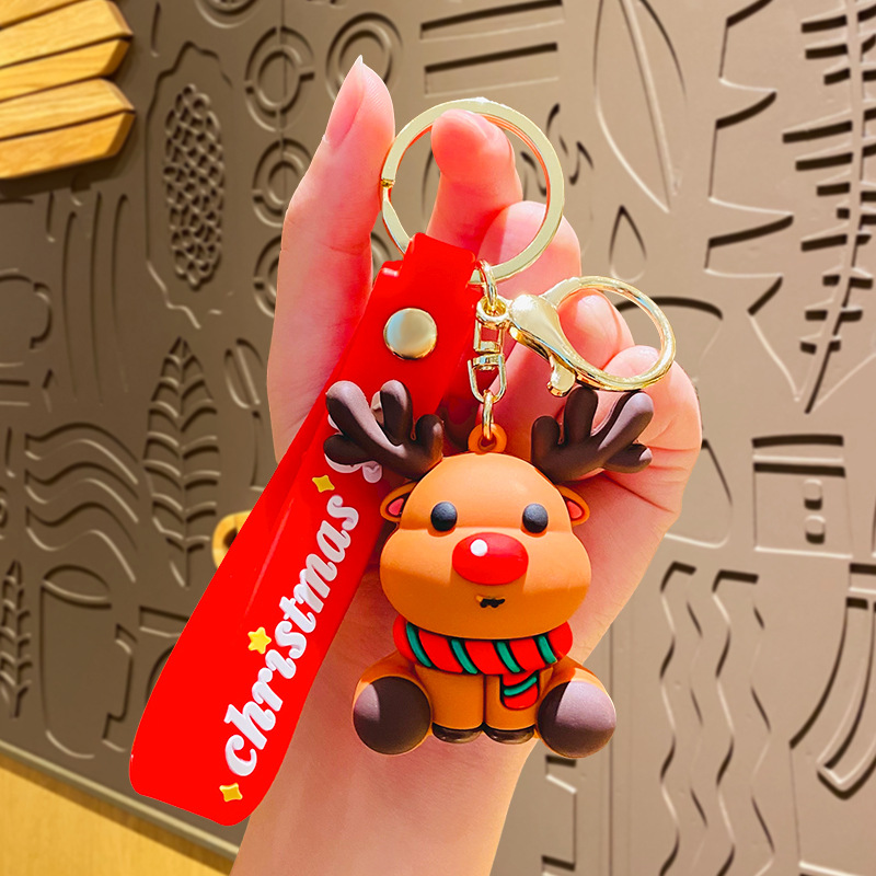 Creative Cartoon Joy Christmas Series Keychain Christmas David's Deer Doll Schoolbag Pendant Couple Small Gifts Wholesale