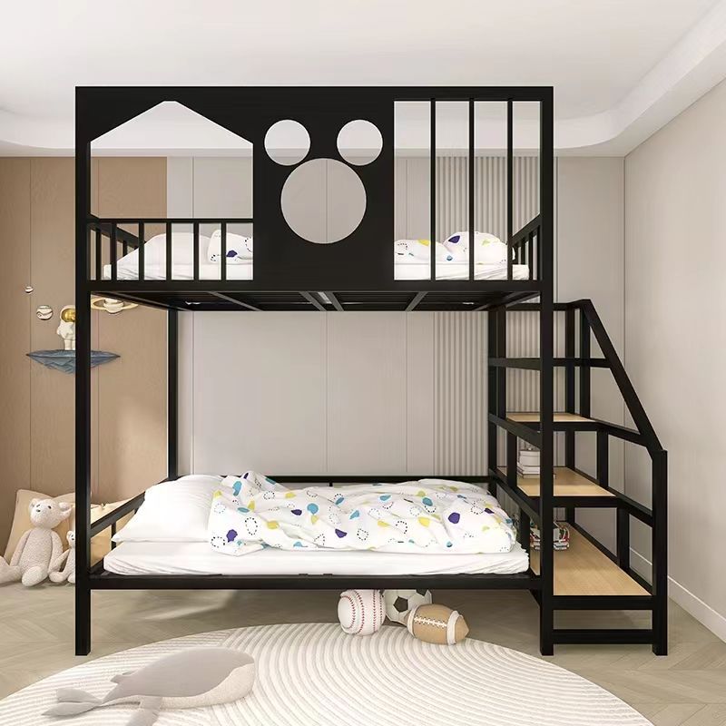 简约儿童上下铺铁艺床铁架床中小户型儿童高架床公寓上下铺阁楼床