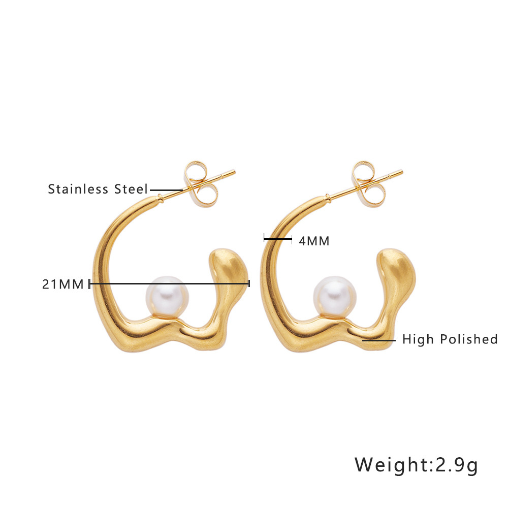 European and American Ins Earrings All-Match Temperament Earrings High-Grade Niche Temperament Earrings Gold Light Luxury Pearl Earrings