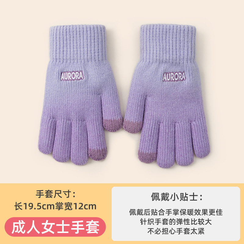 Gradient Wool Keep Warm Gloves Women's Autumn and Winter Students Korean-Style Riding Knitted Five-Finger Cold-Proof Touch Screen Wholesale