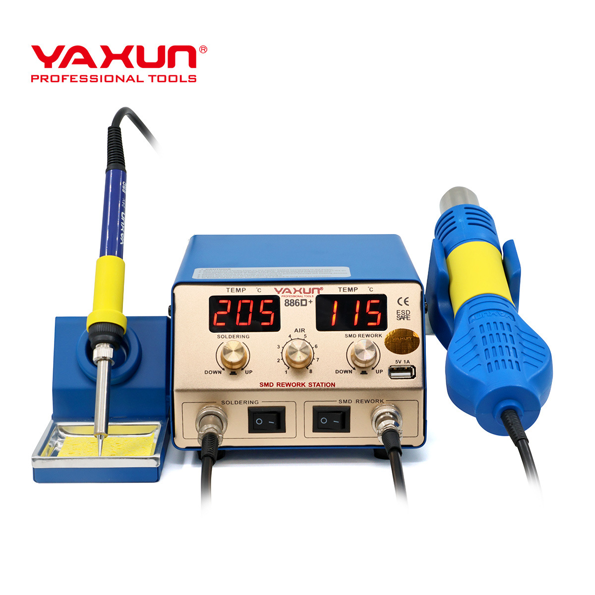 YAXUN雅讯LED数码显示无刷风机热风拆焊台温度记忆热风枪886D