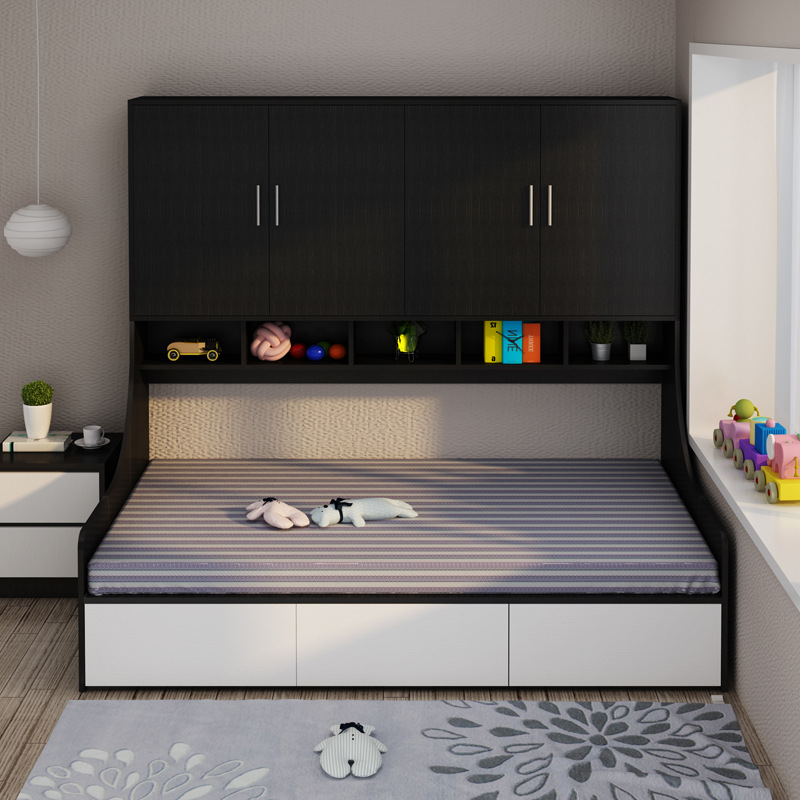 单人床衣柜一体多功能储物儿童小户型榻榻米式床柜组合次卧床