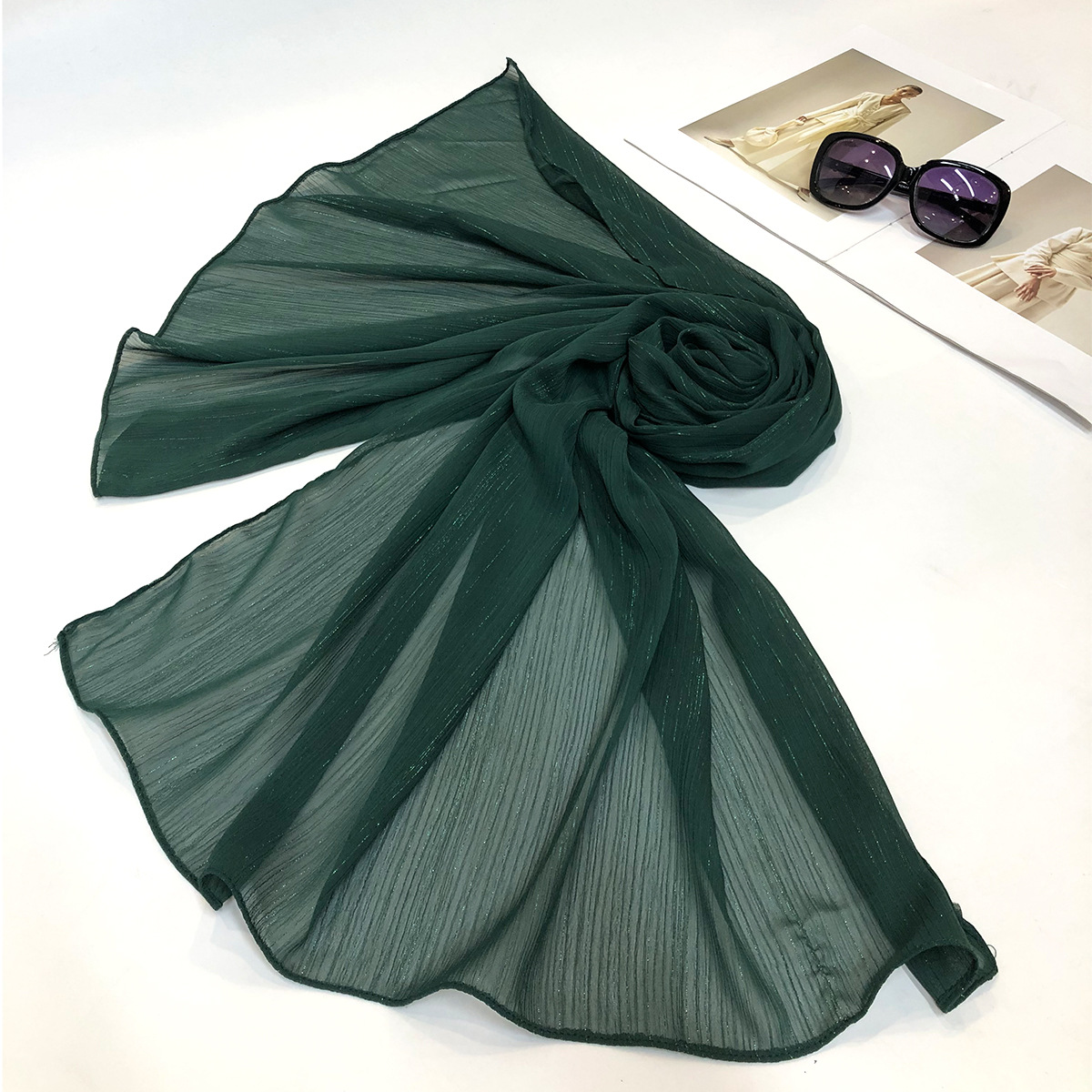 New Exclusive for Cross-Border Fashion Wild Classic Gold Silk Craft Scarf Shawl Factory Wholesale