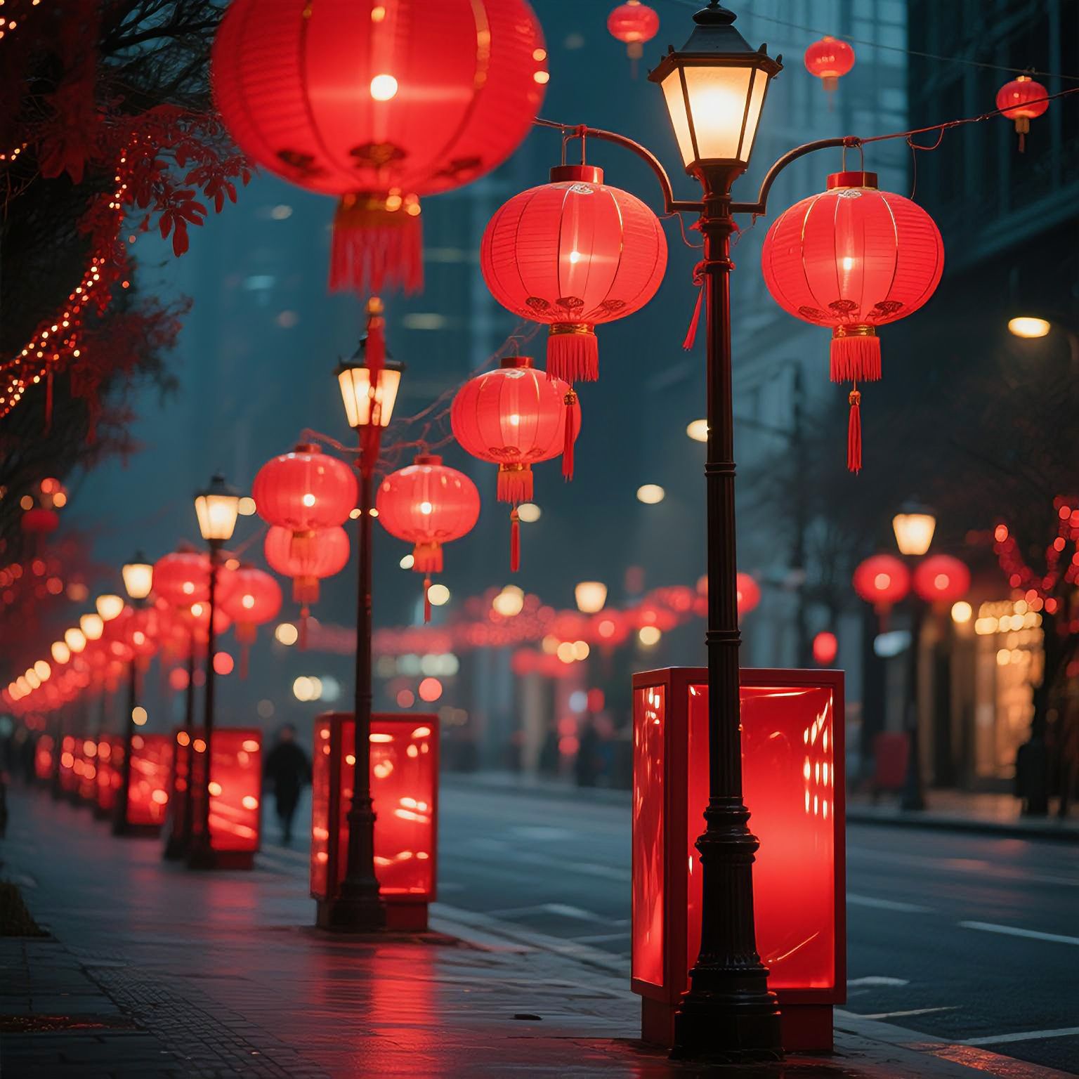 户外led中国结路灯太阳能外挂防水超亮发光节日装饰灯高杆红灯笼