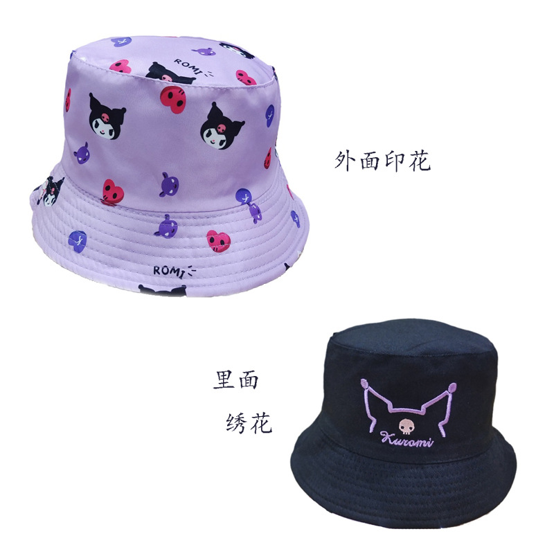 Cross-Border Clow M Double Sided Embroidery Bucket Hat Men's and Women's Fashion Cartoon Hello Kitty Printed Bucket Hat Melody Sun Hat