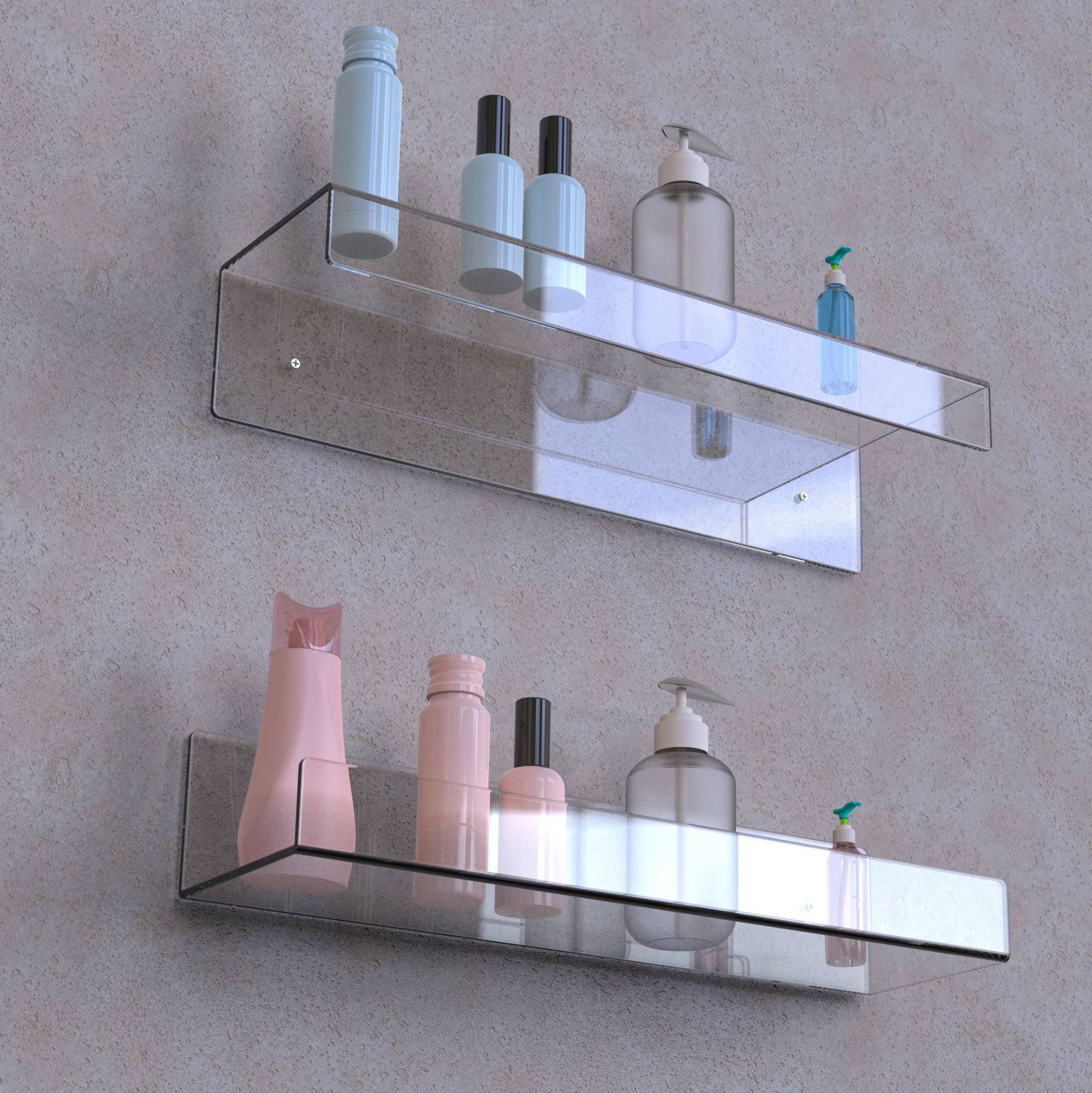 Acrylic Shelf Wall-Mounted Transparent Wall-Mounted Bookshelf Wall Display Rack No Punching on Walls Storage Rack