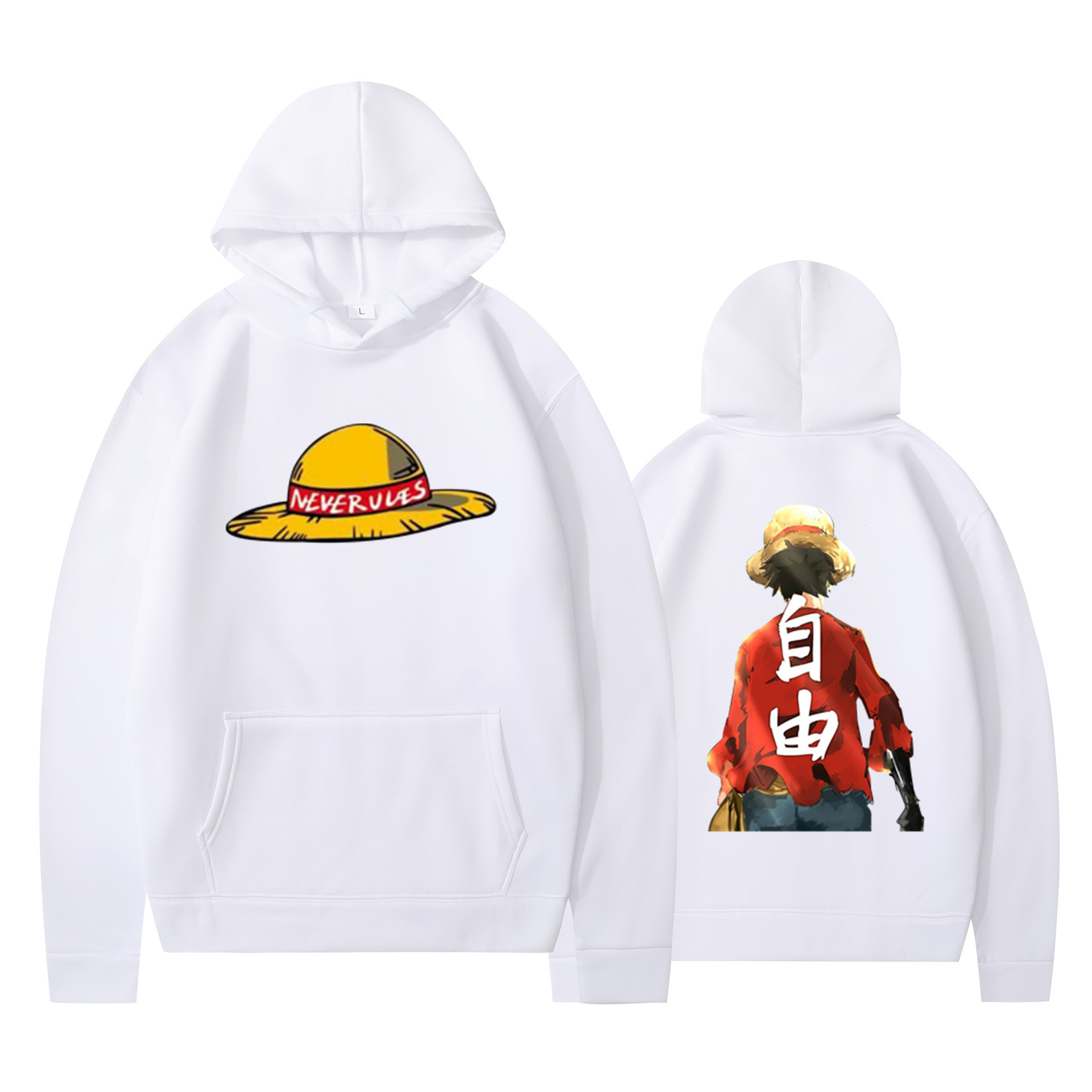 海贼王路飞草帽印花同款卫衣男女学生情侣时尚潮牌日系衣服秋