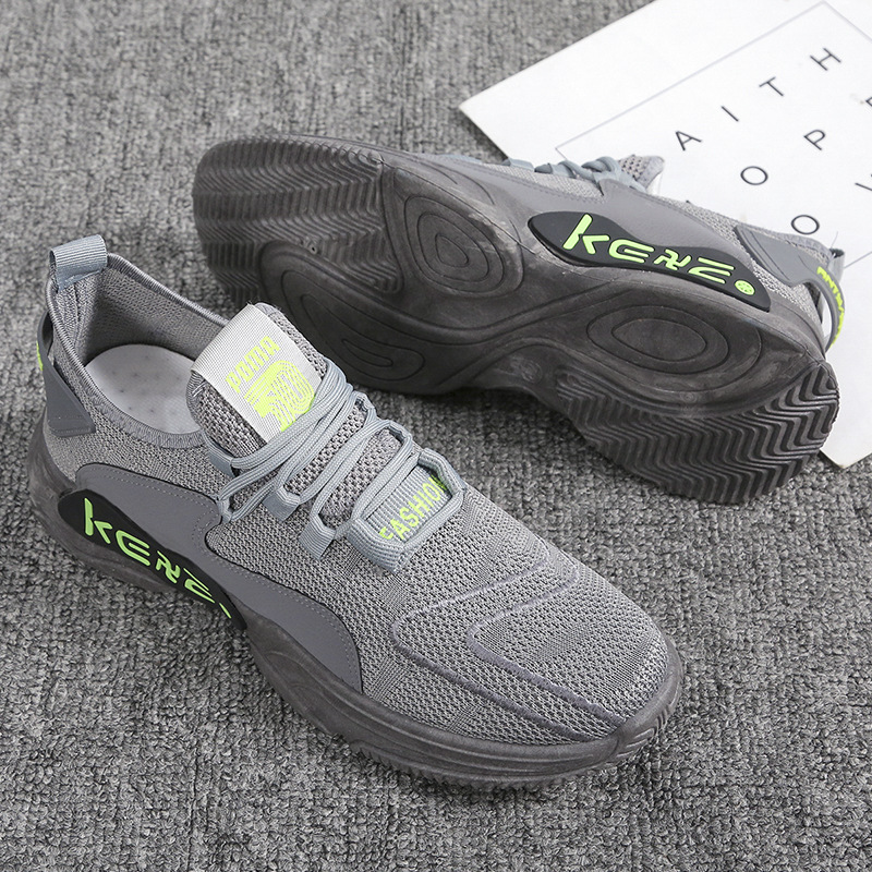 Spring 2021 Summer Men's Shoes Korean Style Fashionable Sports Casual Running Shoes Flying Woven Breathable Mesh Men's Sneakers