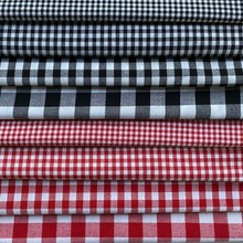 色织格子布棉方格布料黑白格红白格服装面料中厚款布平纹批发厂家
