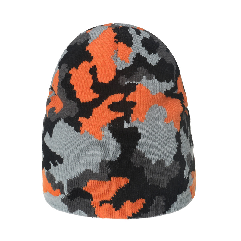 Foreign Trade Woolen Cap Amazon Winter Warm Hat Casual Camouflage Jacquard Brimless Beanie Male Beanie Caps