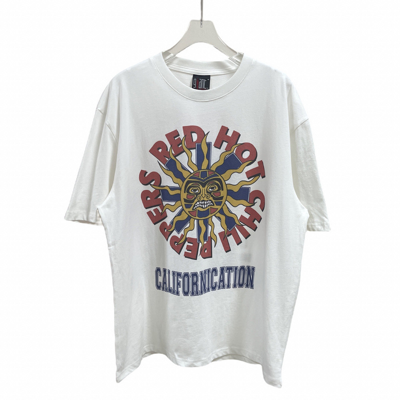 新款太阳神摇滚乐队vintage复古水洗做旧短袖高街vibe休闲宽松t恤