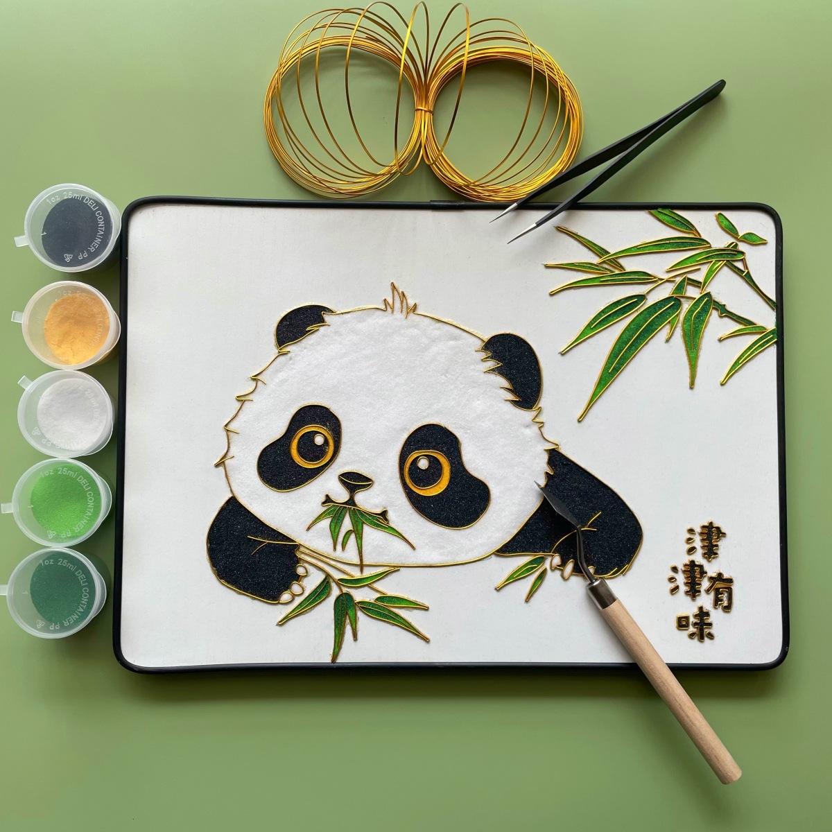 熊猫非遗手工diy掐丝珐琅画新手入门景泰蓝材料包学校活动团建