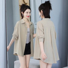 2023夏季新款韩版简约宽松雪纺衬衫女长袖气质超仙薄款开衫空调衫