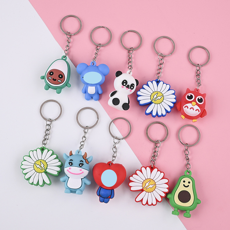 立体软胶地推小礼品可爱卡通公仔软胶钥匙扣 3d钥匙圈包包挂件