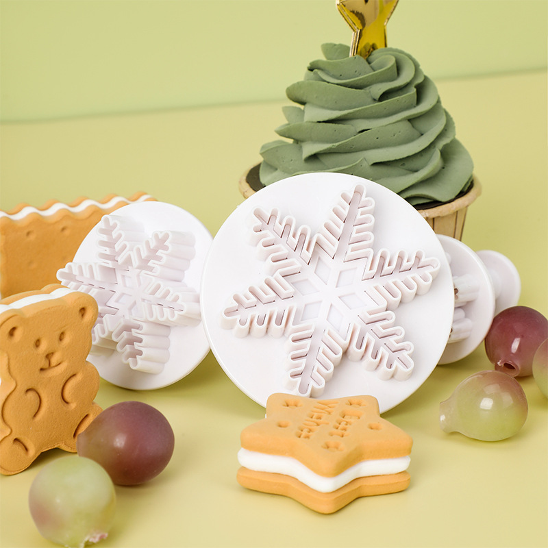 3PCs Fine Snowflake Spring Mold Biscuits Tool Set Is Very Suitable for Baking Novice