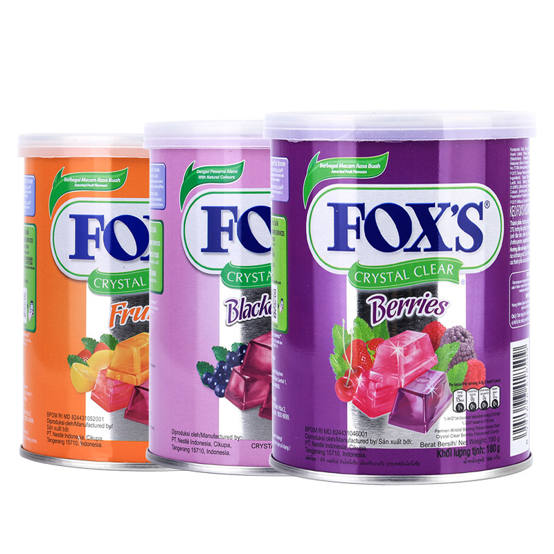 印尼进口FOX'S霍士水晶糖透明糖混合水果味硬糖大人润喉嗓子糖果