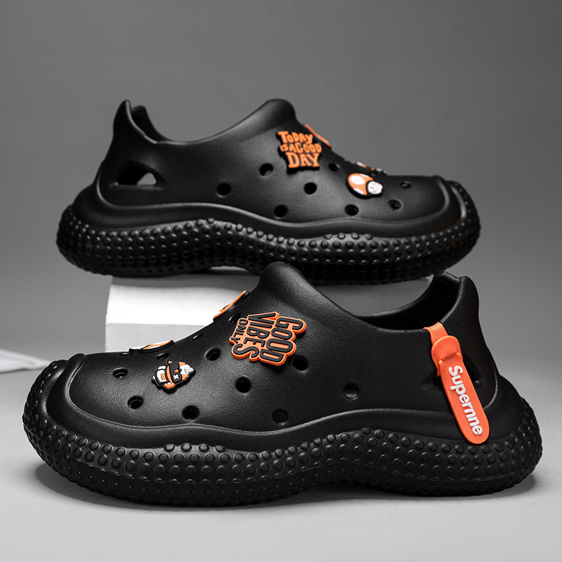 外贸大码侃爷时尚厚底洞洞鞋eva外穿时尚情侣凉鞋夏季软底沙滩鞋