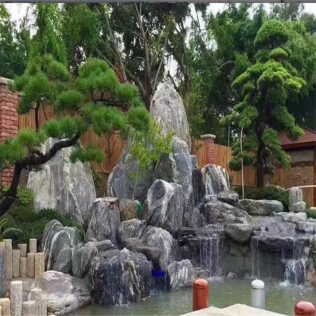 泰山石假山 景区造景石料子水系驳岸庭院住宅景观假山设计施工