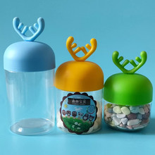 巧克力豆塑料易拉罐卡通塑料罐，兔子耳朵卡通塑料瓶子