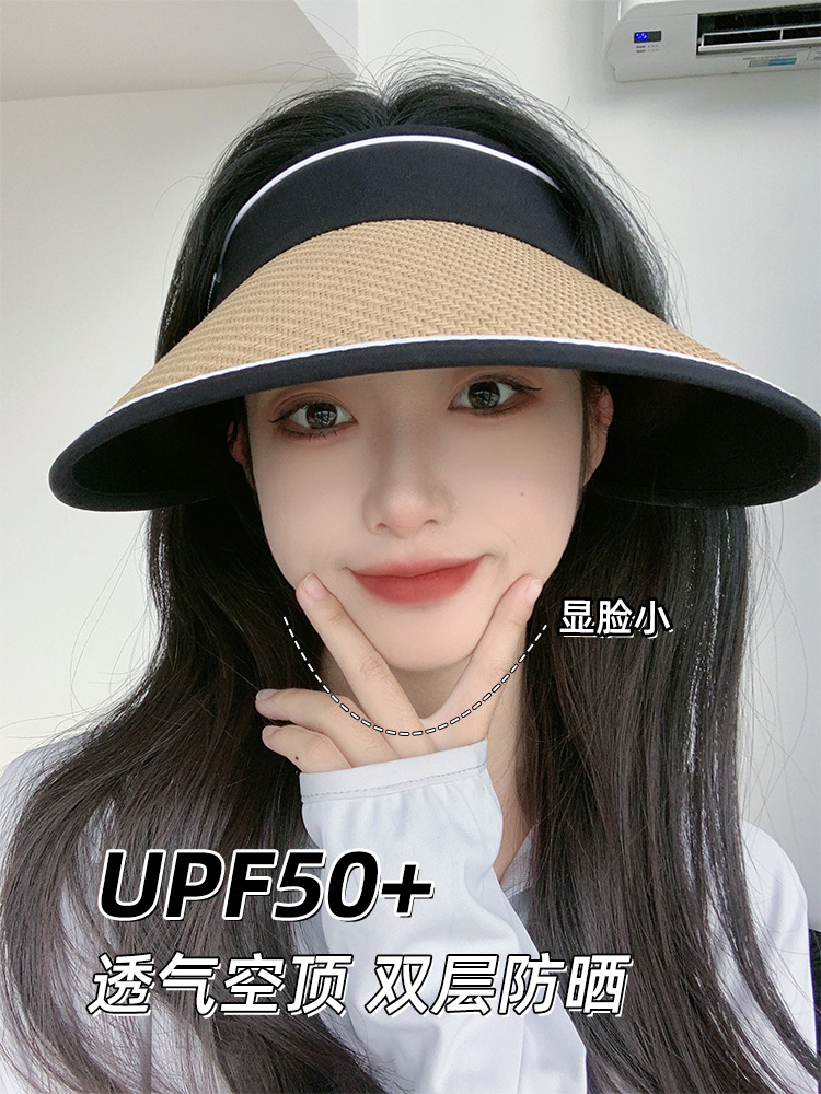 Sun Hat Female Summer Foldable UV Protection Cover Face Big Brim Straw Air Top Hat New Sun Protection Hat