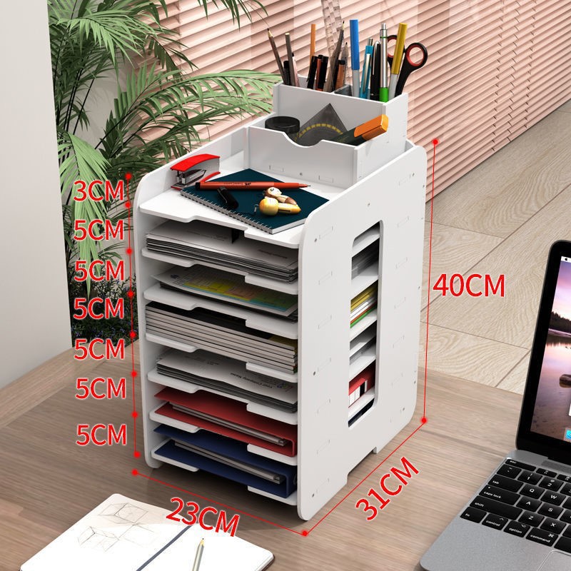 Wholesale File Box Stationery Multi-Layer Book Stand Storage Rack Office A4 Material Bookshelf Desktop Folder Storage Rack