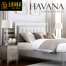 美式乡村白色床现代简约双人床主卧欧式床1.8米双人软包床家具