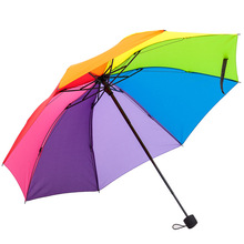 折叠彩虹雨伞8骨创意彩虹伞三折西瓜伞晴雨伞礼品印刷logo广告伞