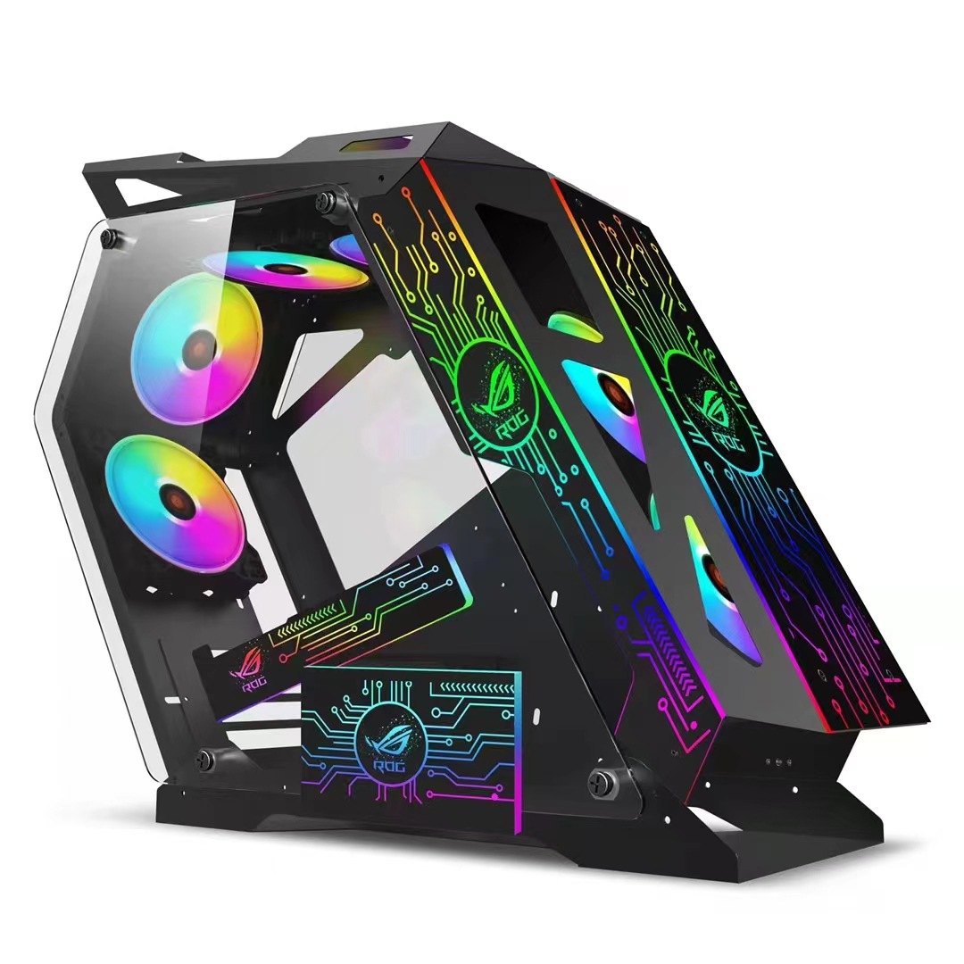 跨境 台式机pc电脑异形桌面主机机箱 开放式网咖电竞水冷游戏机箱