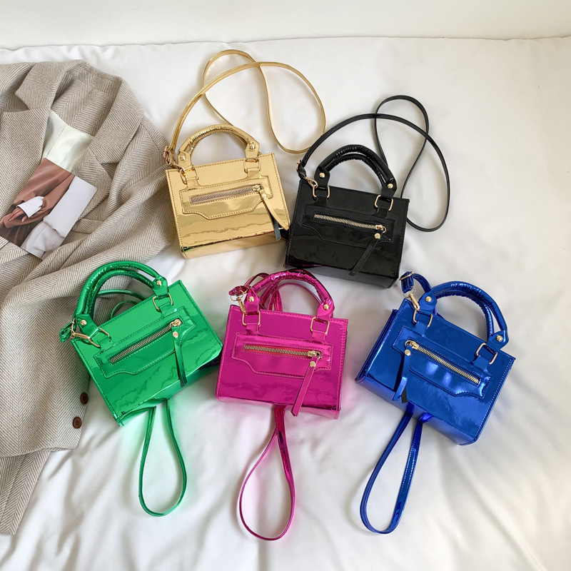 Patent Leather Handbag Bag Women's Fashion Laser Small Square Bag 2023 Spring New Trendy Girly Temperamental Shoulder Messenger Bag