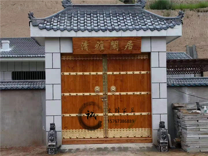 老榆木庭院双开大门实木围墙仿古木门祠堂门进户双开门四合院大门