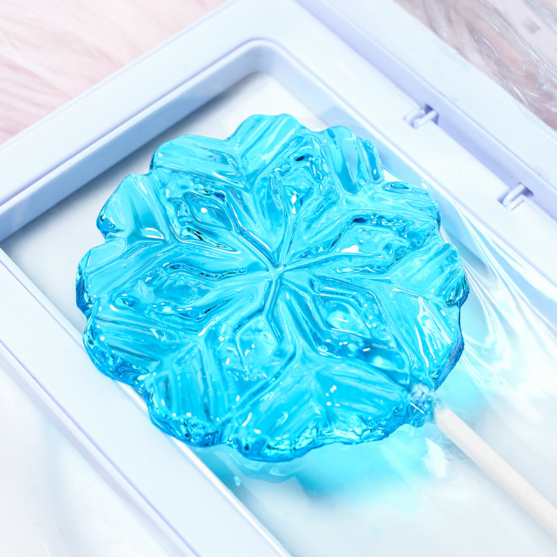 蓝色雪花透明手工棒棒糖高颜值ins少女心日系风好看的糖果送女友1