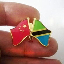 中国与坦桑尼亚徽章制作 烤漆滴胶工艺 各国会议纪念品免费设计