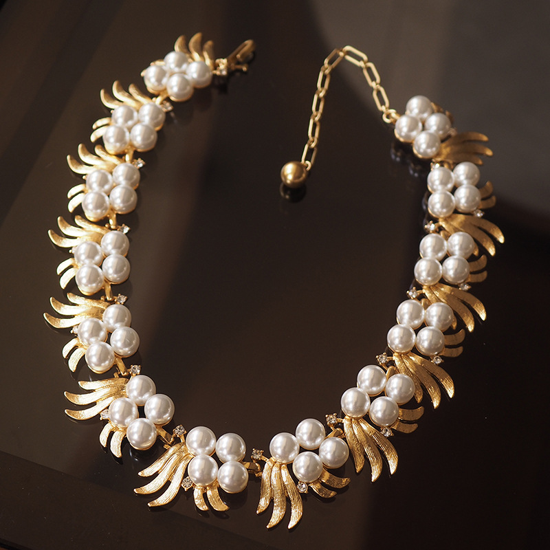 珍珠轻奢珠宝复古拉丝monet莫奈trifari翠法丽中古vintage项链