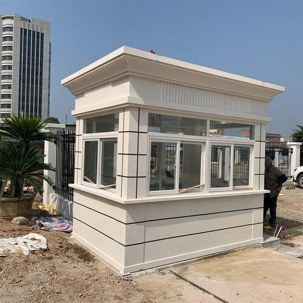 岗亭保安亭户外移动高档小区门卫钢结构治安值班室收费真石漆岗亭