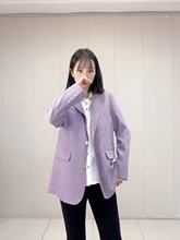2023秋汉派品牌专柜Q397三色质感西装外套女通勤百搭西装外套紫色