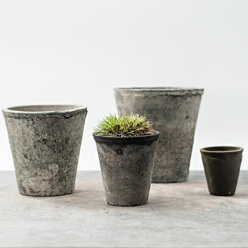 小高筒 粗陶红陶花盆手工迷你青苔多肉植物泥瓦盆景花器阳台创意