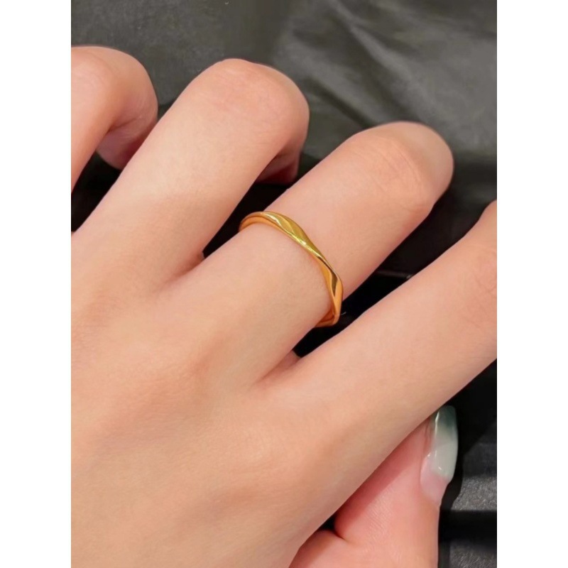 抢金包银莫比乌斯环足金999戒指黄金素圈戒指光圈指环情侣送礼戒