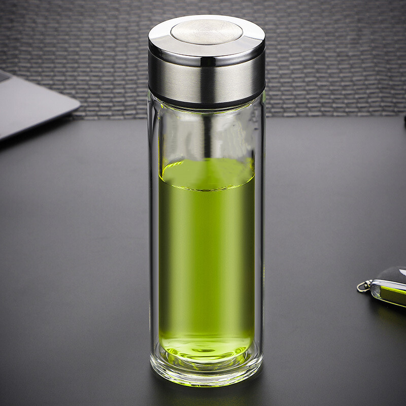 万象高双层玻璃杯男耐高温泡茶杯高档隔热水杯v4ss/v6大容量杯子