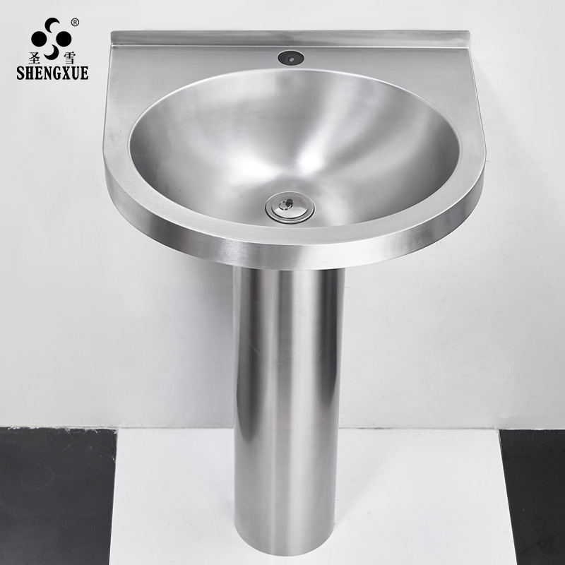 304不锈钢落地式洗脸盆室外一体洗手盆阳台卫生间面盆户外立柱盆