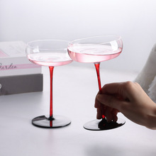 红挺黑底鸡尾酒杯香槟杯高脚杯水晶玻璃创意个性马天尼杯组合套装