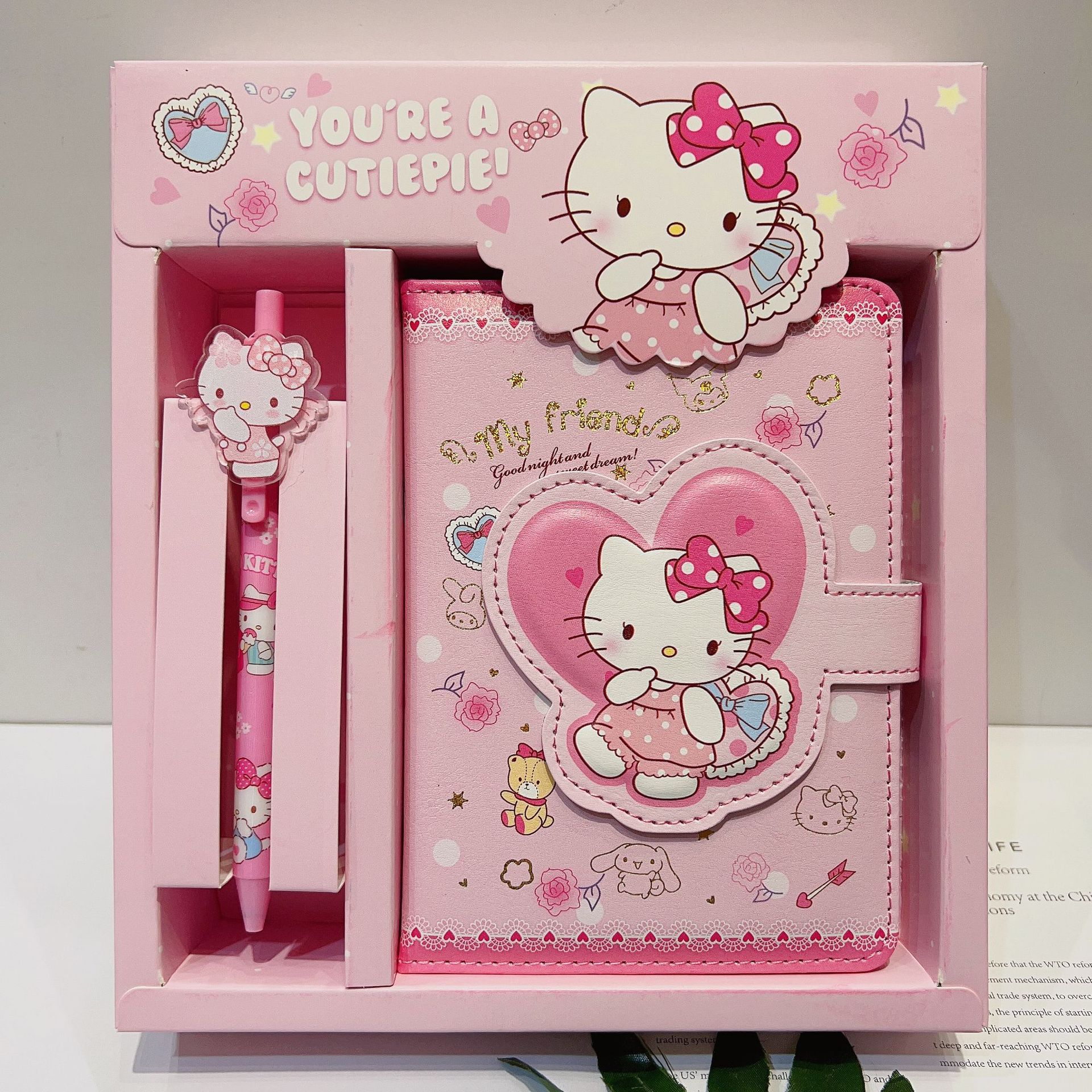 New Sanliou Journal Book Set Cute Girl Heart Cartoon Stationery Lolomei Pu Magnetic Snap Notepad Gift Box