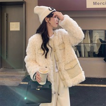 羊羔毛绒棉服外套女2022年冬季新款韩版宽松气质甜美短款毛毛大衣
