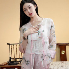 新中式女装国风夏季改良防晒衬衫复古风盘扣国潮刺绣上衣外套9811
