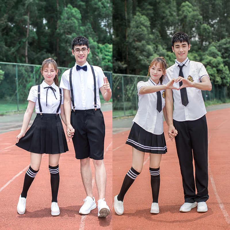 校服套装学院风韩国夏季小学初中高中学生毕业照英伦班服女jk制服