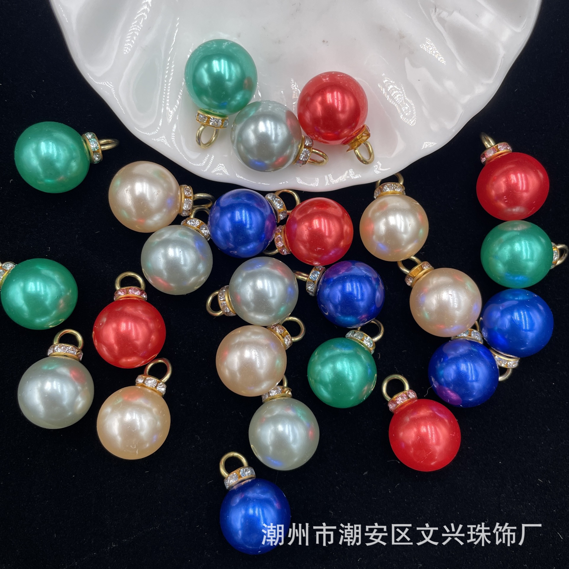 高亮abs仿珍珠半孔单针带钻配饰批发diy手工礼品装饰饰品批发