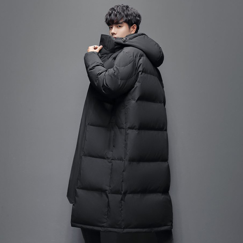 Korean Hot-Selling down Jacket Art School Couple down Jacket Men and Women Same Style Long below the Knee Thick Loose Korean Style School Uniform