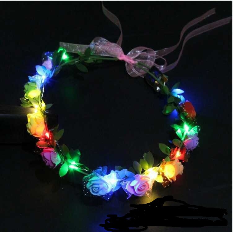 Luminous Garland Tourism Scenic Spot Mori Girl Rattan Rose Luminous Led Garland Headband Hair Accessories