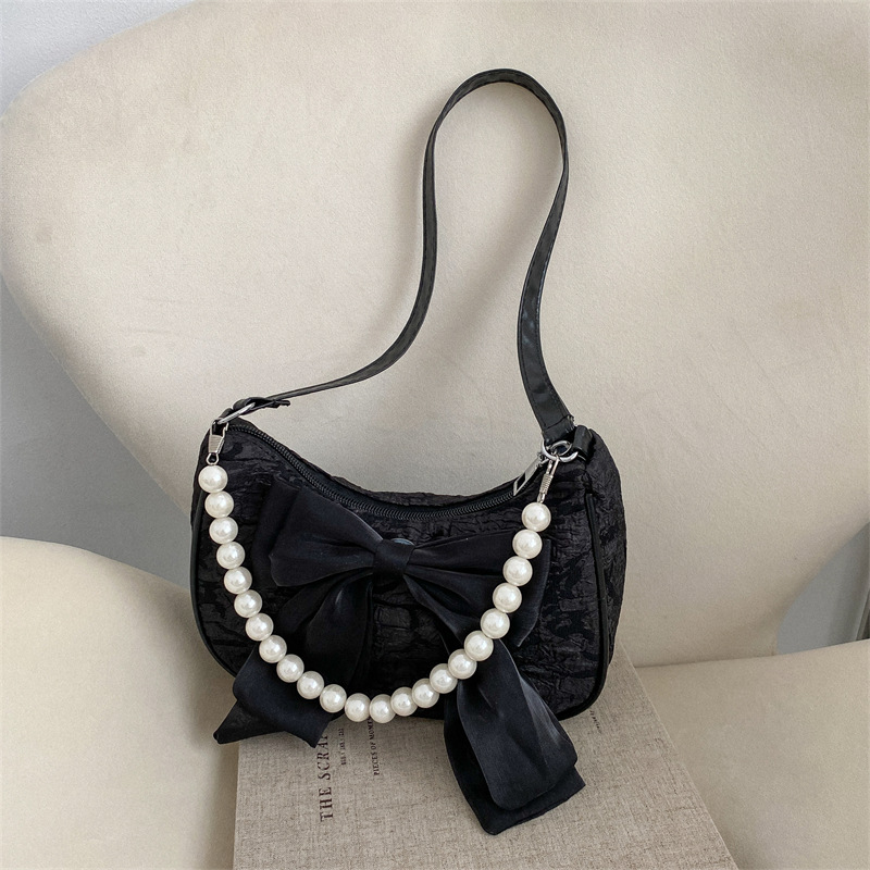 Bag for Women Ins Niche 2022 New Trendy Women's Fashion Crossbody Bag All-Match Pearl Chain Bow Small Square Bag